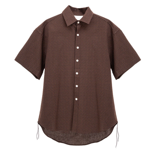 Merely Made Merely Sashiko Printed Oversized Short Sleeve Shirts Hickory Brown 24244SH Degli Uberti